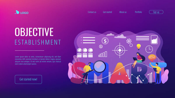 SMART Objectives concept landing page.