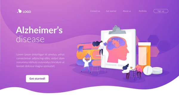 Landing Page Konzept für Alzheimer-Krankheit — Stockvektor