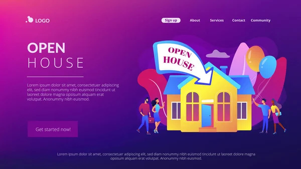 Open House Konzept Landing Page. — Stockvektor