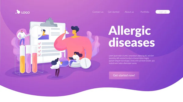 Allergic diseases landing page concept — Stock Vector