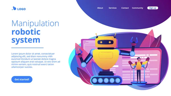 Ferngesteuerte Roboter Konzept Landing Page. — Stockvektor