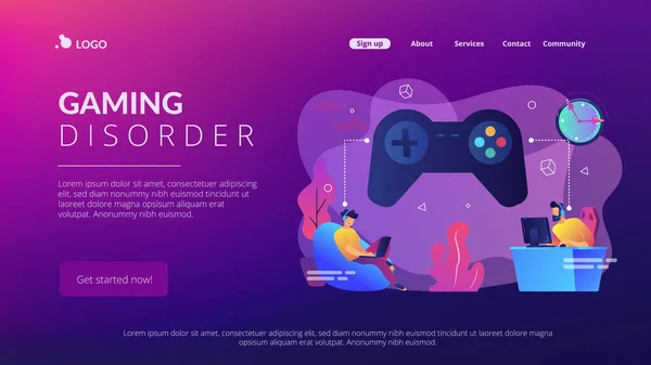 Spielstörungskonzept Landing Page. — Stockvektor