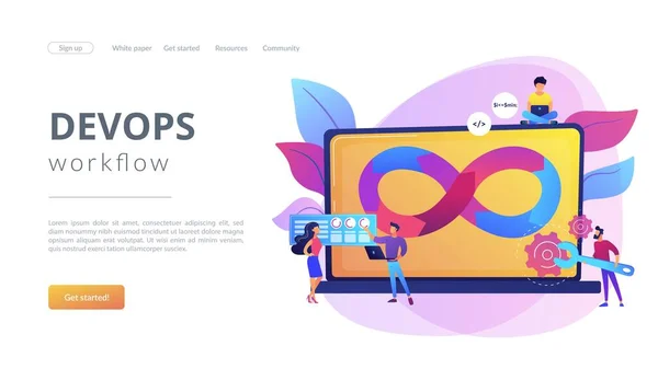 Команда DevOps концепт посадки сторінки — стоковий вектор