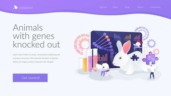 遺伝子組み換え動物ランディングページのコンセプト — ストックベクタ