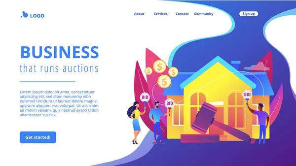 Auktionshaus-Konzept Landing Page. — Stockvektor