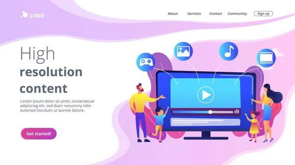 SmartTV inhoud concept landing page. — Stockvector