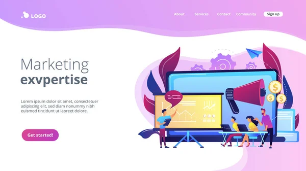 Marketing Meetup Konzept Landing Page. — Stockvektor