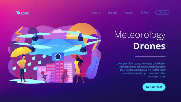 Meteorologie Drohnen Konzept Landing Page. — Stockvektor