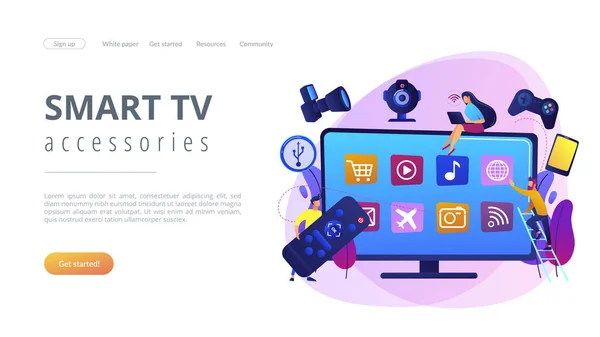 Smart TV accessoires concept landing page. — Image vectorielle