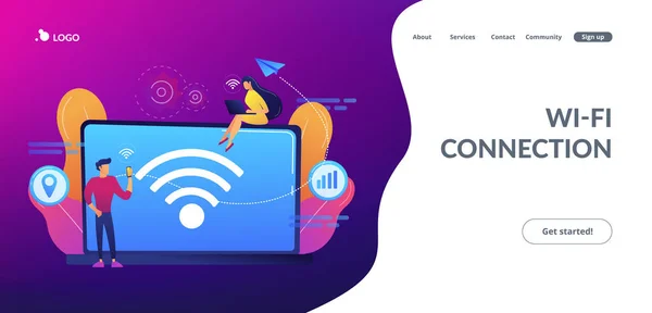 Connessione Wi-Fi concetto pagina di destinazione. — Vettoriale Stock