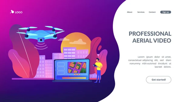 Aerial videography concept landing page Vector Graphics