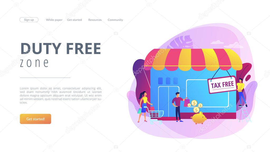 Tax free service concept landing page