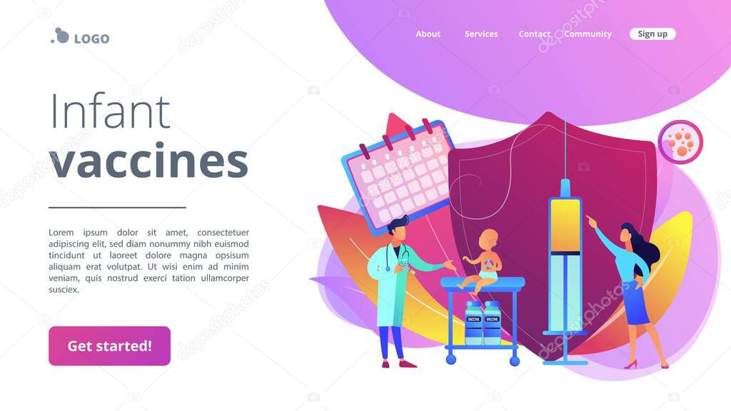 Infant and child vaccination concept landing page.