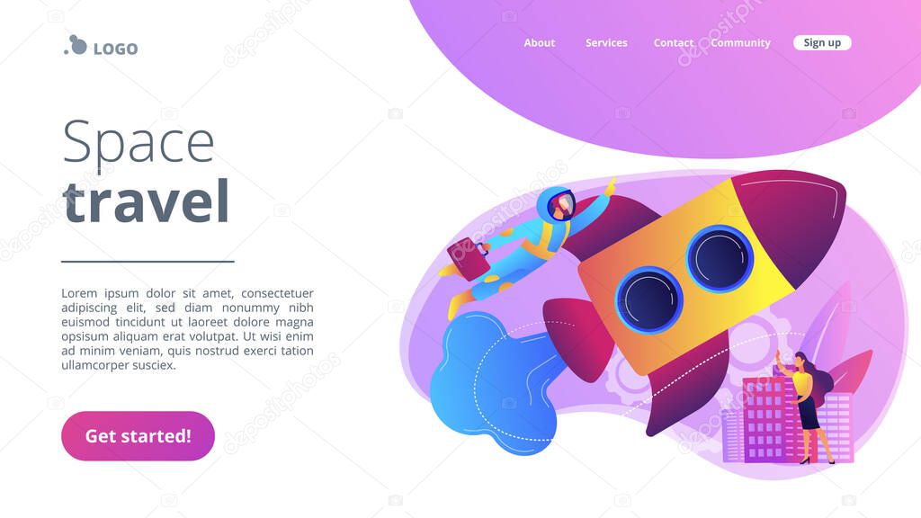 Space travel concept landing page.
