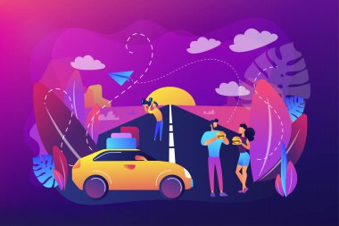 Yol yolculuğu konsepti vektör illüstrasyonu