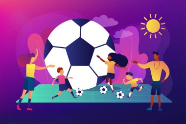 Futbol kampı konsept vektör çizimi.