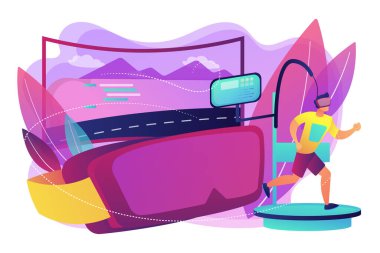 VR fitness jimnastik konsepti vektör çizimi.