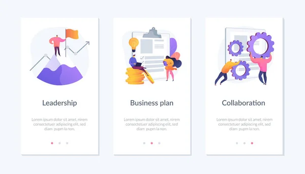 Bedrijfsontwikkeling app interface template. — Stockvector
