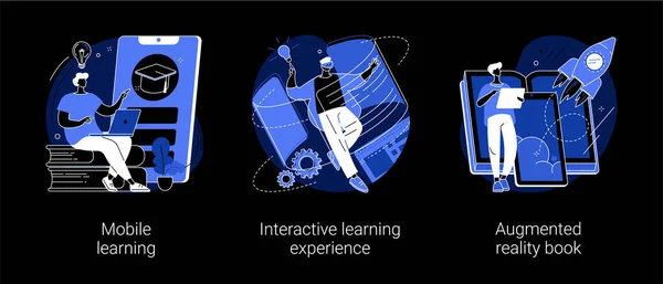 Illustrazioni interattive del vettore concettuale astratto di apprendimento. — Vettoriale Stock