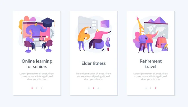 Anziani attività app modello di interfaccia. — Vettoriale Stock