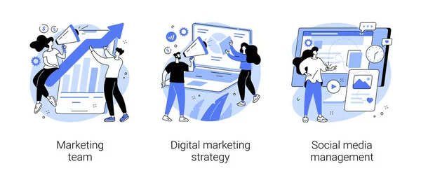 디지털 마케팅 전략 추상 개념 벡터 일러스트. — 스톡 벡터