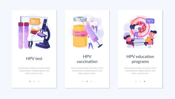Modèle d'interface d'application de prévention du VPH. — Image vectorielle