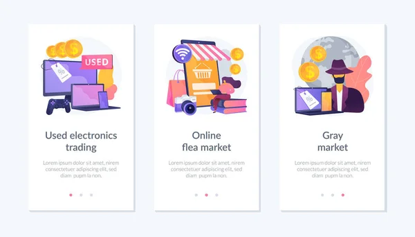 Шаблон интерфейса приложения для покупки подержанных устройств. — стоковый вектор