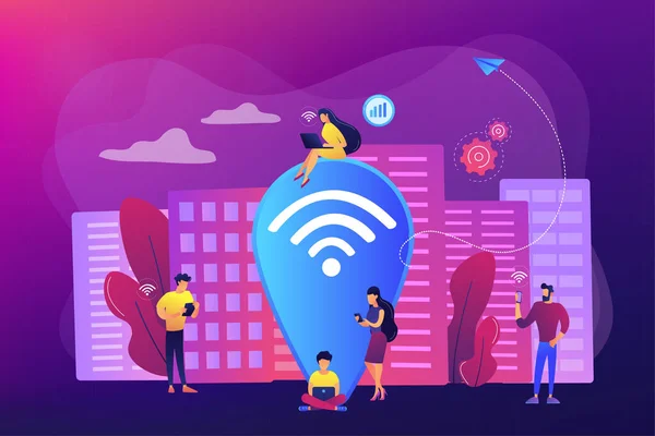 Illustrazione vettoriale del concetto di hotspot wi-fi pubblico — Vettoriale Stock