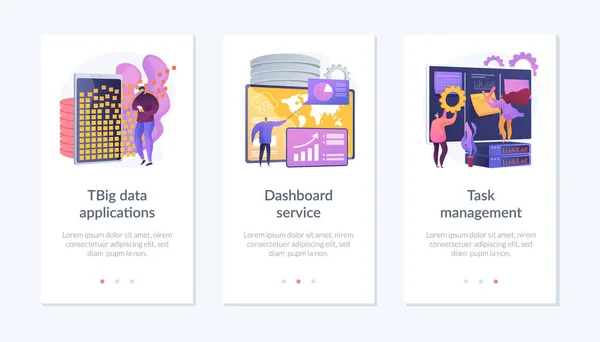 Plantilla de interfaz de aplicación de análisis y herramientas de Big Data . — Archivo Imágenes Vectoriales