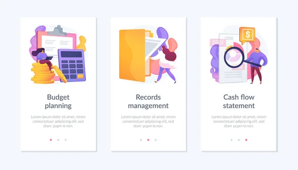 個人費用管理アプリインターフェーステンプレート. — ストックベクタ