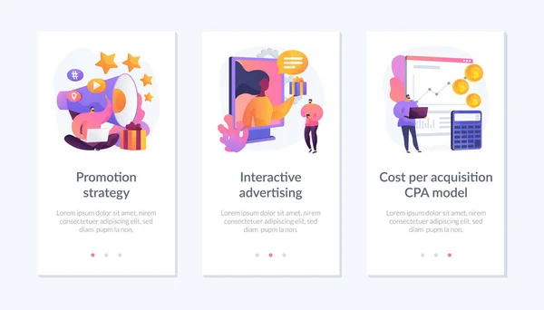 Técnicas de promoção modelo de interface app . —  Vetores de Stock