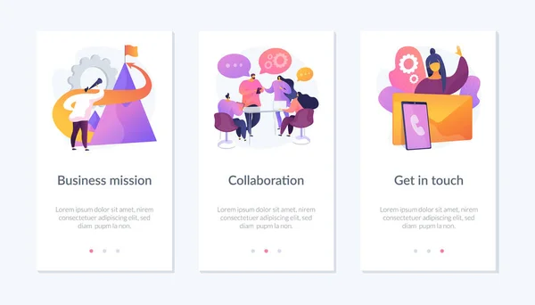 Obiettivi aziendali e filosofia modello di interfaccia app. — Vettoriale Stock