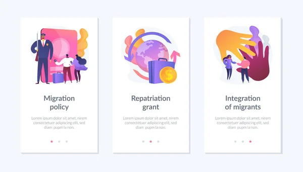 App-Schnittstelle für menschliche legale Migration. — Stockvektor