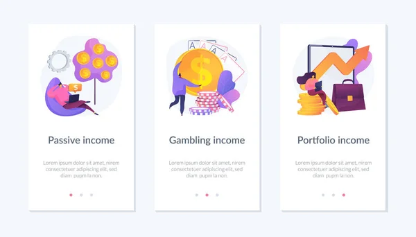 Inkomensstypen app interface template. — Stockvector