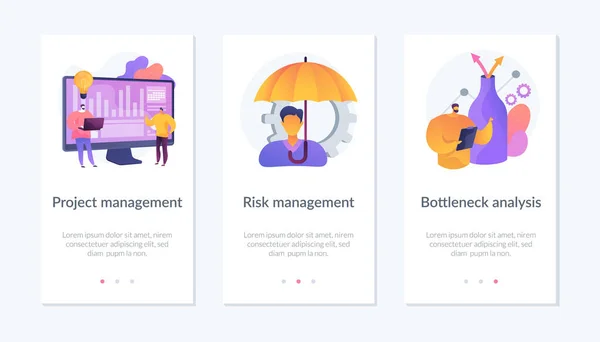 プロジェクト管理アプリインターフェーステンプレート. — ストックベクタ