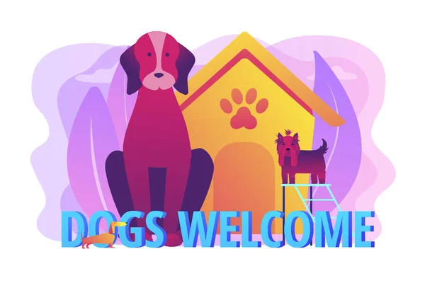 Honden vriendelijke plaats concept vector illustratie — Stockvector