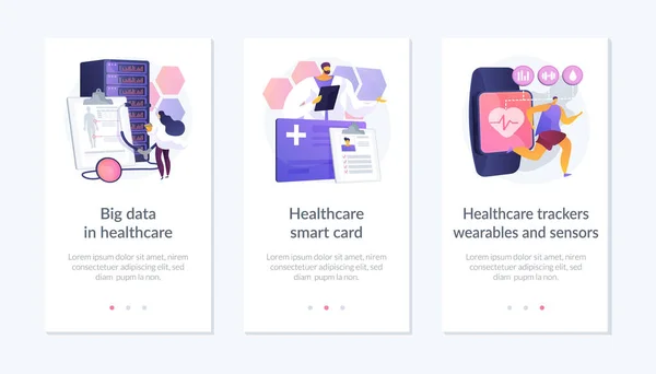Technologien in der Schnittstellenvorlage für Gesundheits-Apps. — Stockvektor