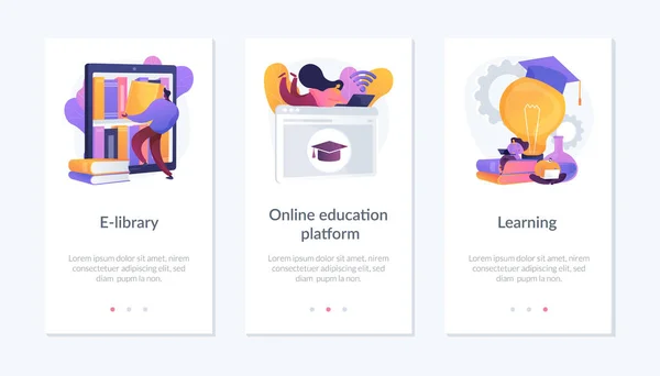 Vzdělávání a školení app interface šablona. — Stockový vektor