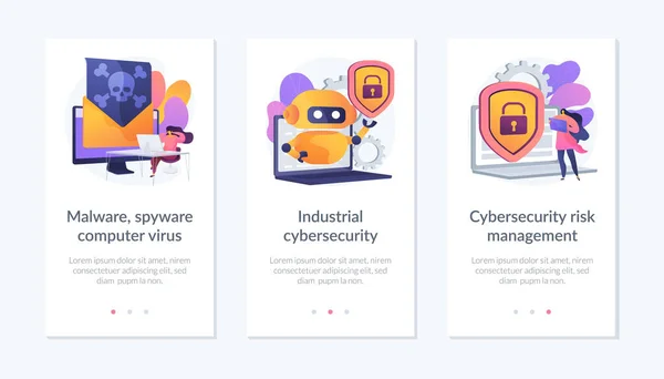 Modelo de interface de aplicativo de conscientização de cibersegurança . —  Vetores de Stock