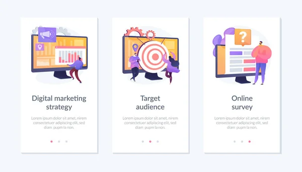 マーケティングリサーチアプリインターフェーステンプレート. — ストックベクタ
