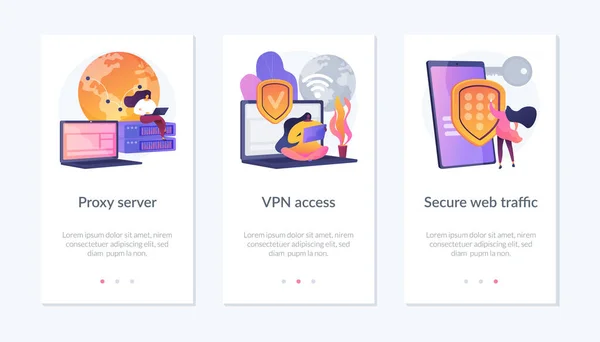 安全なインターネットアクセスアプリインターフェーステンプレート. — ストックベクタ
