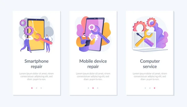 Modello di interfaccia app per servizi di riparazione di dispositivi personali. — Vettoriale Stock