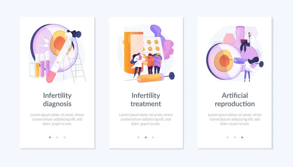Mall för infertilitetstest och behandlingsapp. — Stock vektor
