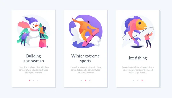 冬のアクティビティアプリインターフェーステンプレート. — ストックベクタ