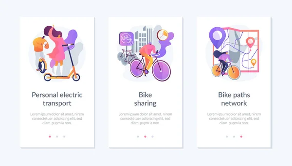 Modelo de interface de aplicativo de transporte urbano ecológico . — Vetor de Stock