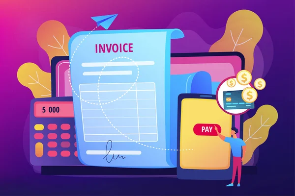 Sistema de pagamentos, e bancário ilustração vetorial plana — Vetor de Stock