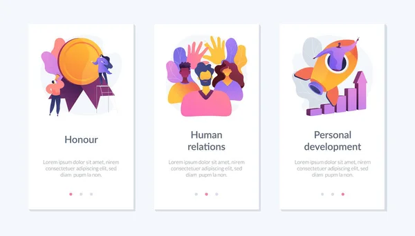 Персональные достижения и обучение сотрудников шаблону интерфейса приложения. — стоковый вектор
