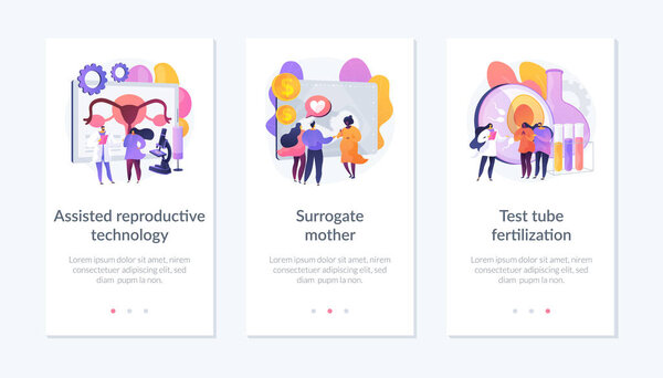 Шаблон интерфейса приложения для лечения бесплодия и искусственного оплодотворения.