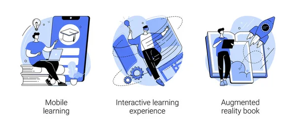 Illustrazioni interattive del vettore concettuale astratto di apprendimento. — Vettoriale Stock