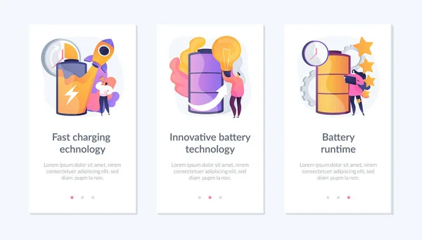 Ny mall för batteriteknik app gränssnitt. — Stock vektor